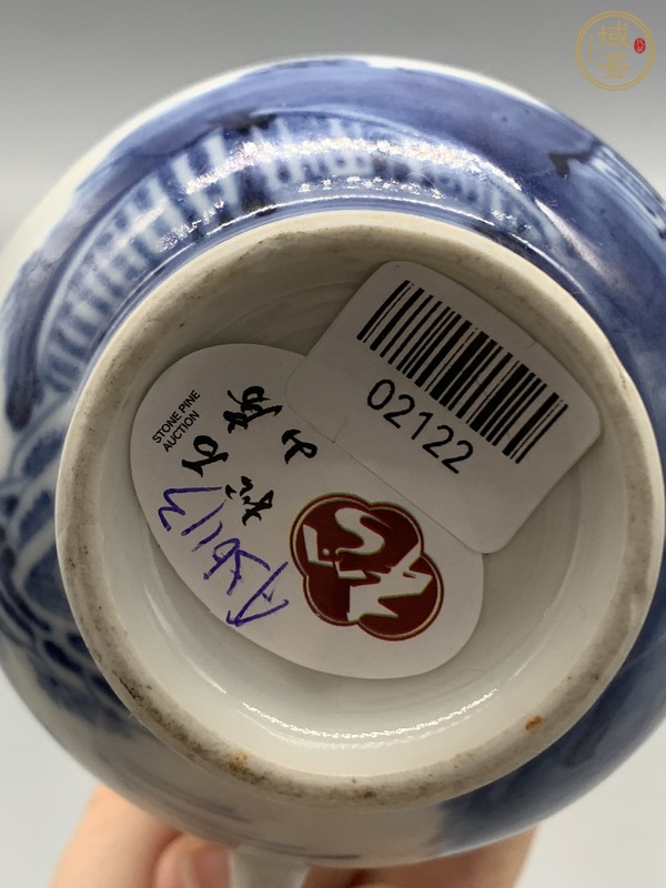 古玩陶瓷樓臺亭閣青花奶壺真品鑒賞圖