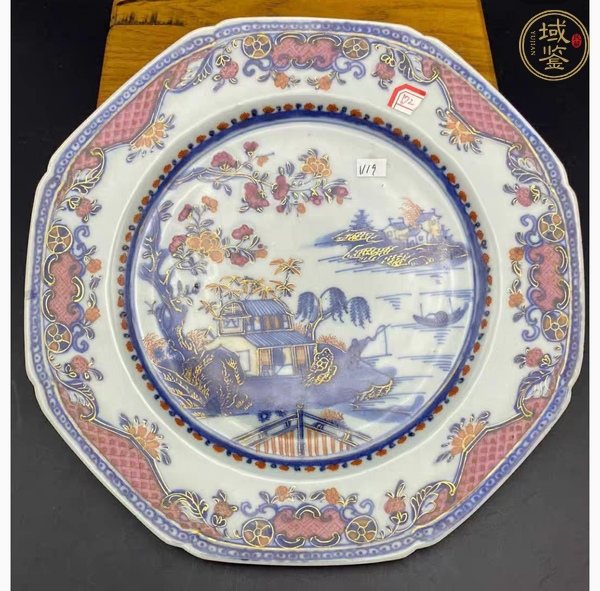 古玩青花加彩描金盤真品鑒賞圖