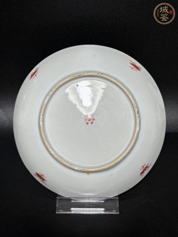 古玩陶瓷五彩人物花卉紋臥盤真品鑒賞圖