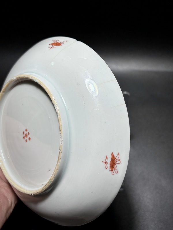 古玩陶瓷清康熙·五彩人物故事花卉紋臥盤拍賣，當前價格1388元