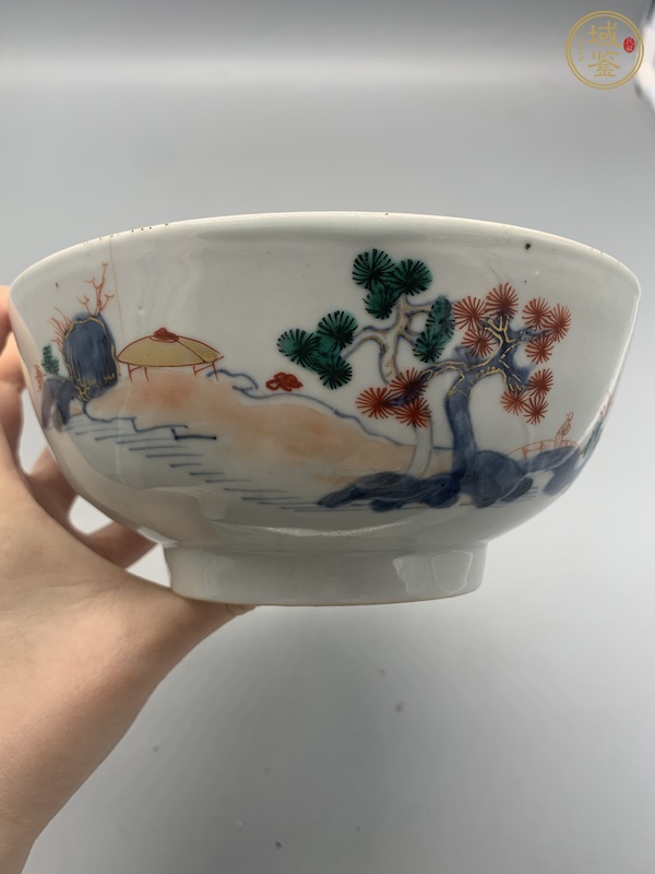 古玩陶瓷青花礬紅描金碗真品鑒賞圖