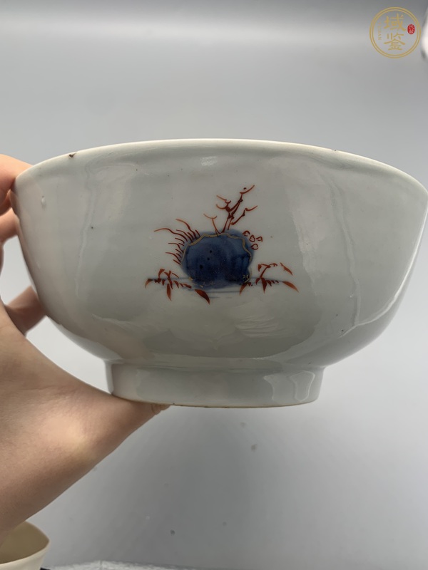 古玩陶瓷青花礬紅描金碗真品鑒賞圖
