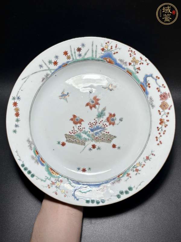 古玩陶瓷五彩花鳥紋盤真品鑒賞圖