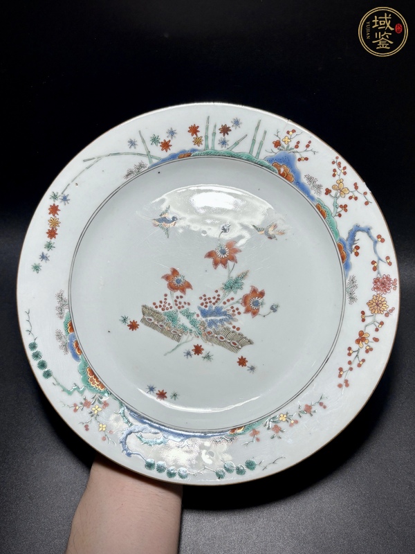 古玩陶瓷五彩花鳥紋盤真品鑒賞圖