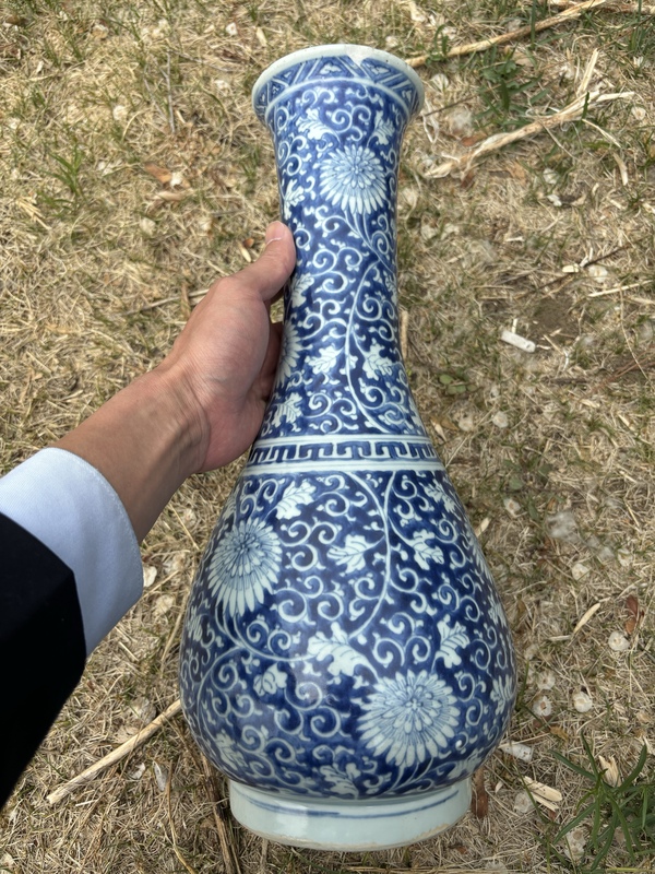 古玩陶瓷明末清初纏枝蓮紋青花琵琶尊拍賣，當(dāng)前價(jià)格22000元