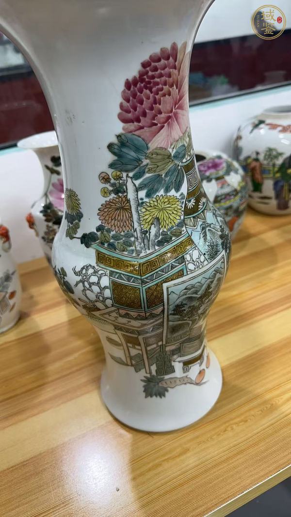 古玩陶瓷 許品衡款淺絳彩花觚真品鑒賞圖