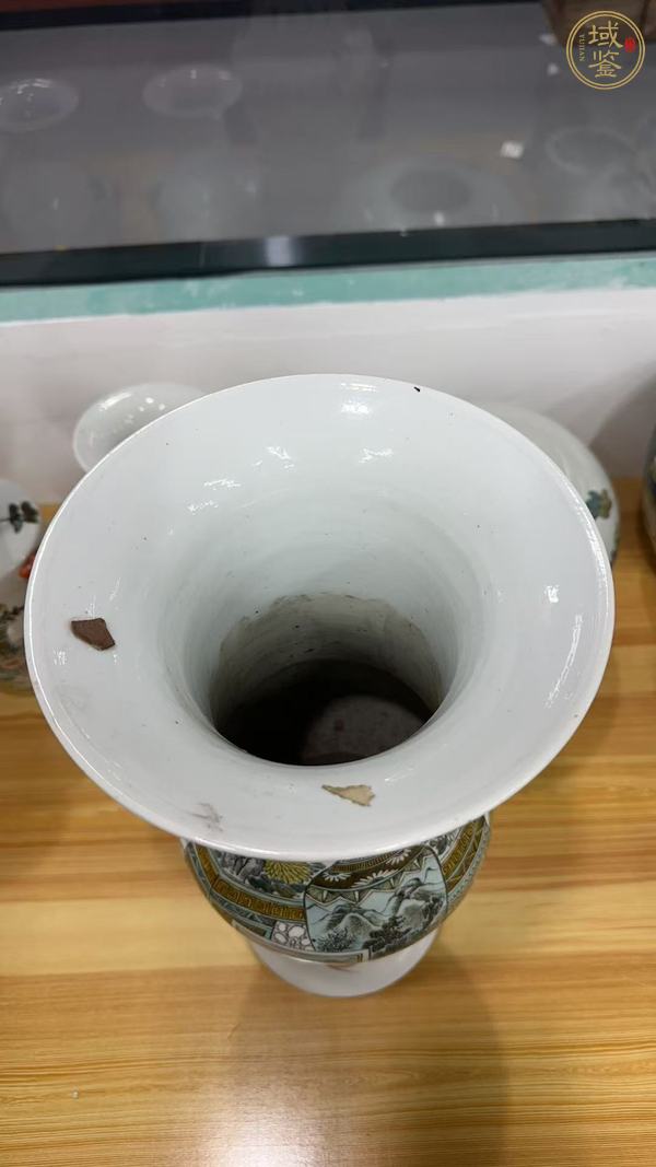 古玩陶瓷 許品衡款淺絳彩花觚真品鑒賞圖