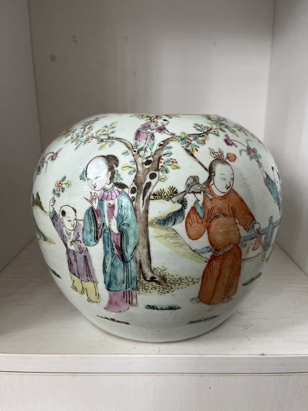 古玩轉(zhuǎn)賣粉彩奪魁圖西瓜罐拍賣，當(dāng)前價格680元