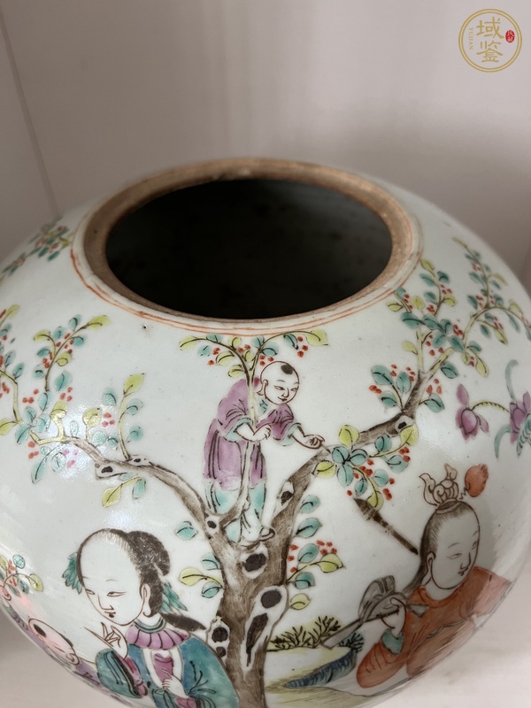古玩陶瓷粉彩奪魁圖西瓜罐真品鑒賞圖
