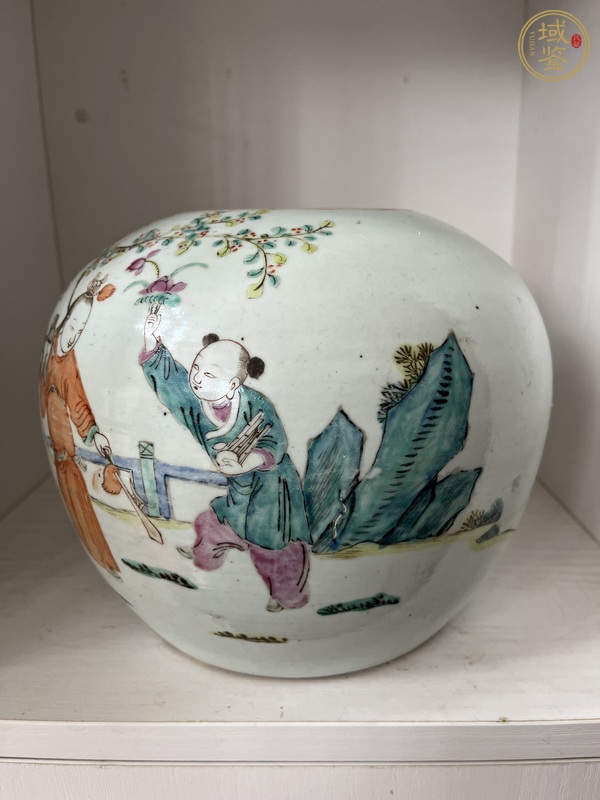 古玩陶瓷粉彩奪魁圖西瓜罐真品鑒賞圖
