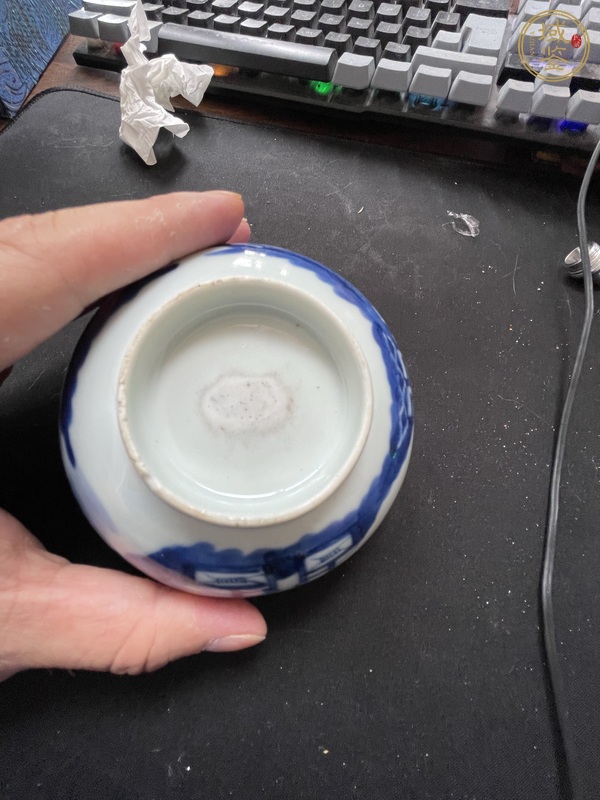 古玩陶瓷亭臺(tái)山水青花碗真品鑒賞圖