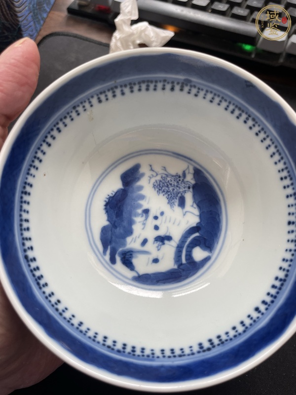 古玩陶瓷亭臺(tái)山水青花碗真品鑒賞圖
