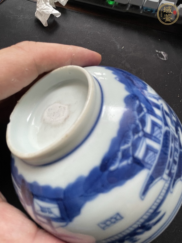 古玩陶瓷亭臺(tái)山水青花碗真品鑒賞圖
