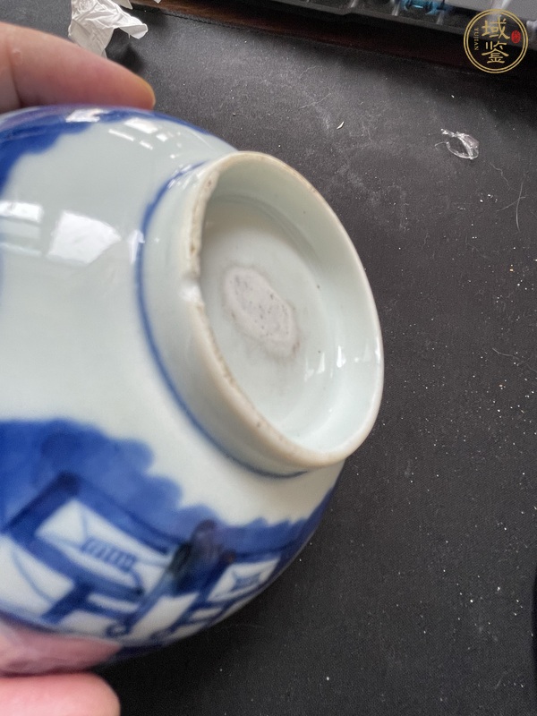 古玩陶瓷亭臺(tái)山水青花碗真品鑒賞圖