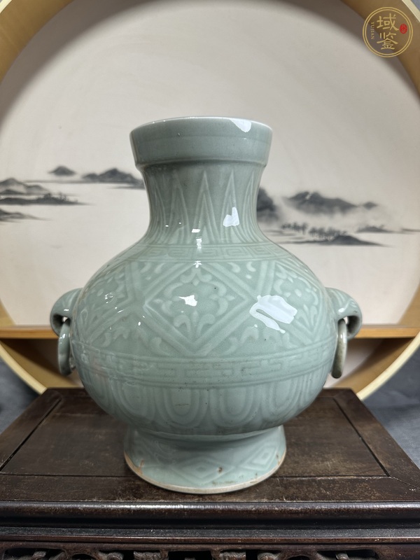 古玩陶瓷青釉刻花漢壺尊真品鑒賞圖
