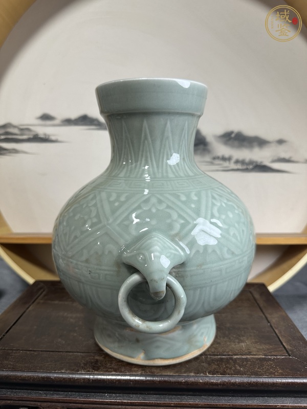 古玩陶瓷青釉刻花漢壺尊真品鑒賞圖