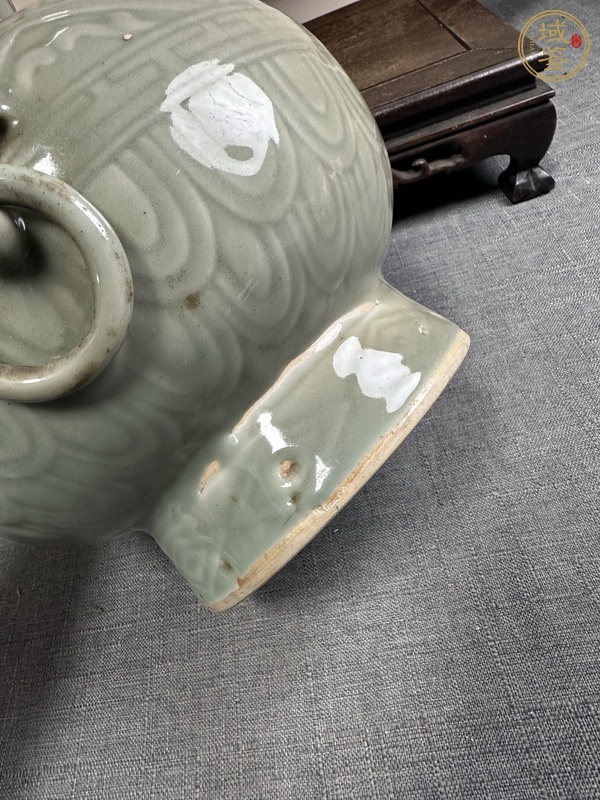 古玩陶瓷青釉刻花漢壺尊真品鑒賞圖