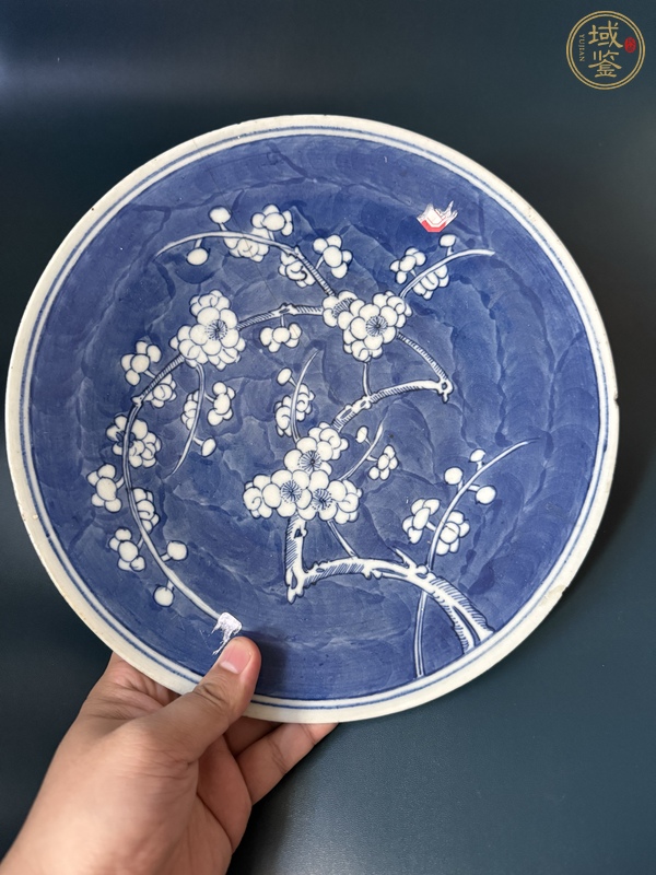 古玩陶瓷青花留白冰梅紋盤真品鑒賞圖