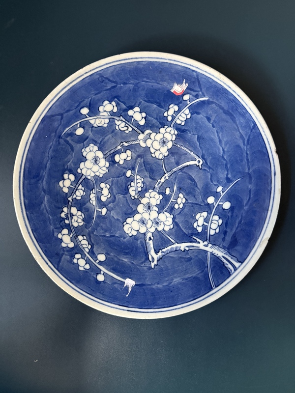 古玩轉(zhuǎn)賣清·咸豐青花留白冰梅紋盤拍賣，當(dāng)前價格680元
