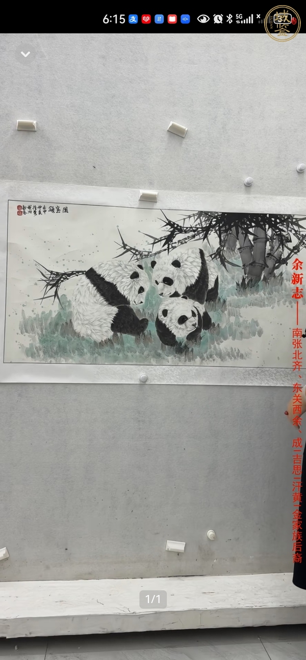 古玩字畫余新志熊貓墨竹圖真品鑒賞圖