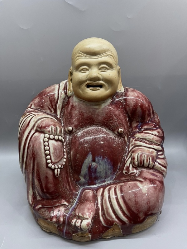 古玩轉(zhuǎn)賣窯變紅釉彌勒佛拍賣，當(dāng)前價(jià)格1388元