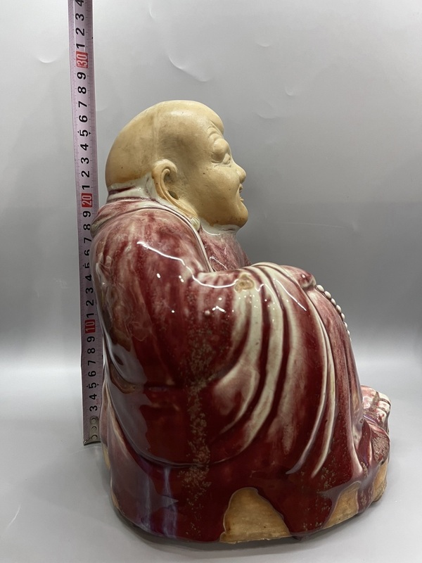 古玩陶瓷窯變紅釉彌勒佛拍賣，當前價格38888元