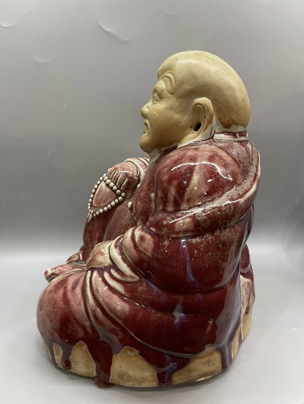 古玩陶瓷窯變紅釉彌勒佛拍賣，當前價格38888元