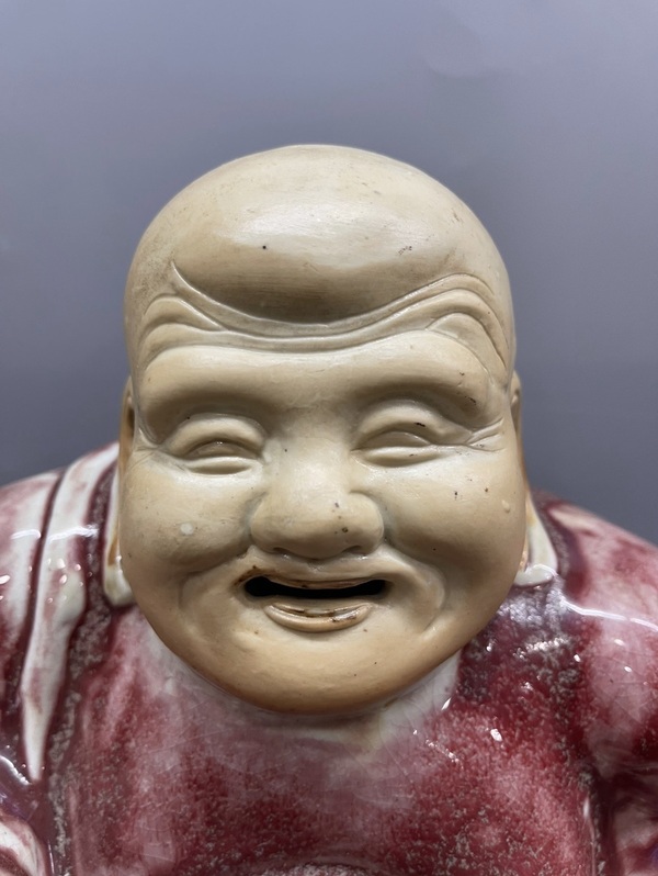 古玩陶瓷窯變紅釉彌勒佛拍賣，當前價格38888元