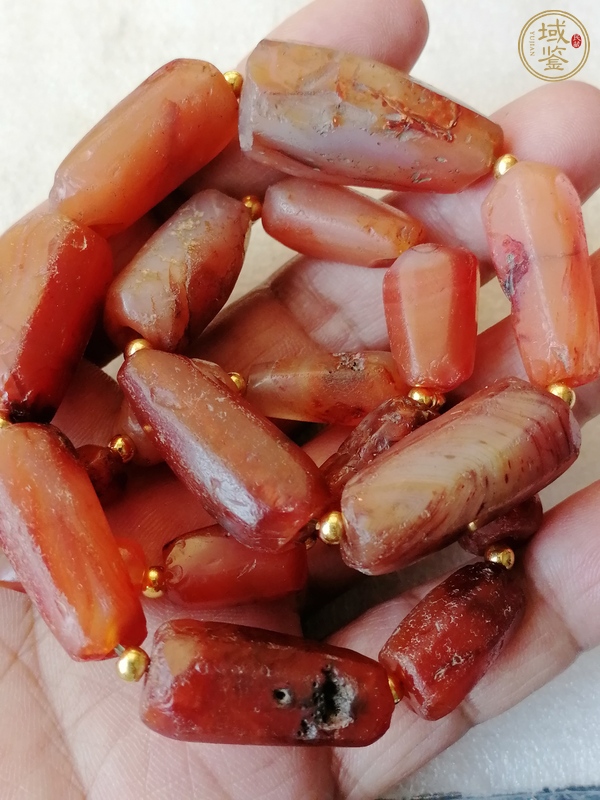 古玩玉器天然紅瑪瑙多棱珠真品鑒賞圖