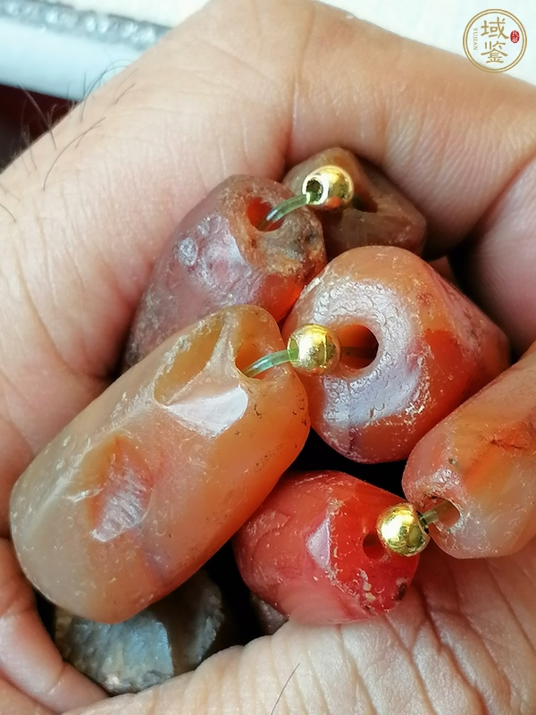 古玩玉器天然紅瑪瑙多棱珠真品鑒賞圖