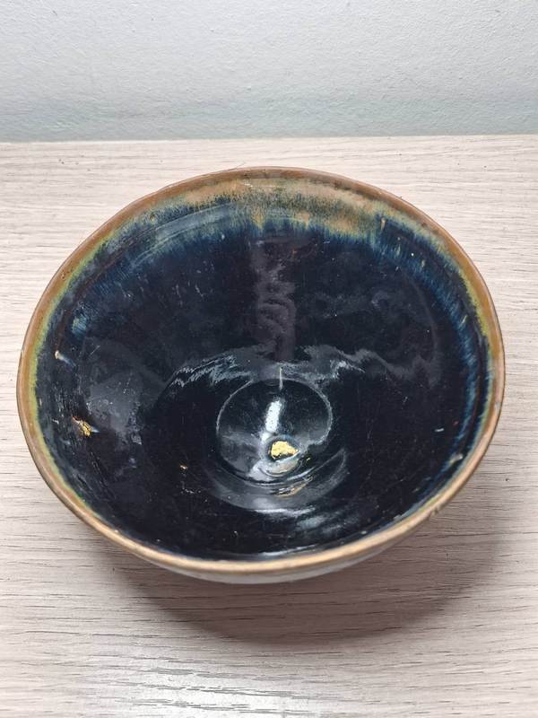 古玩陶瓷南宋建窯烏金釉束口盞拍賣(mài)，當(dāng)前價(jià)格298元
