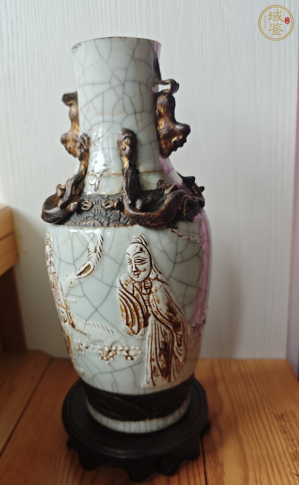 古玩哥釉鐵銹釉人物瓶真品鑒賞圖