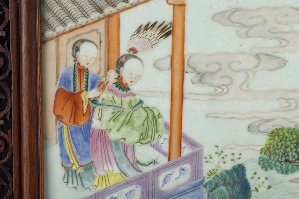 古玩陶瓷清乾隆·粉彩才子佳人圖瓷板座屏拍賣，當前價格96432元