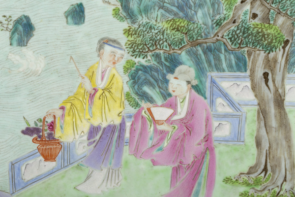 古玩陶瓷清乾隆·粉彩才子佳人圖瓷板座屏拍賣，當前價格96432元