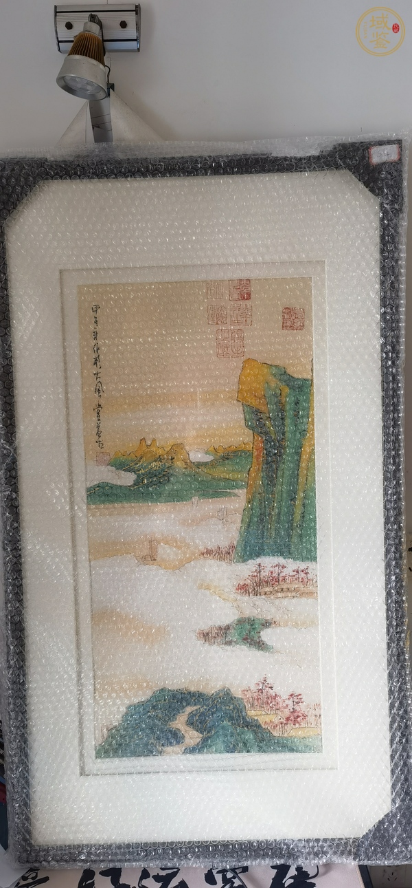 古玩字畫(huà)張若谷工筆重彩青綠山水真品鑒賞圖