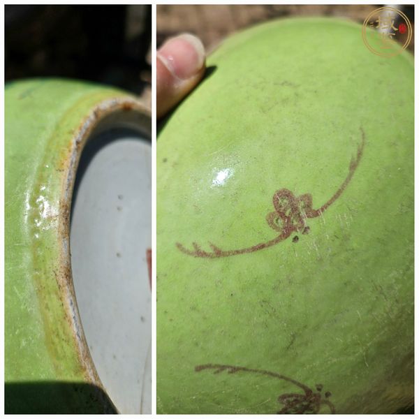 古玩花鳥(niǎo)紋西瓜罐真品鑒賞圖