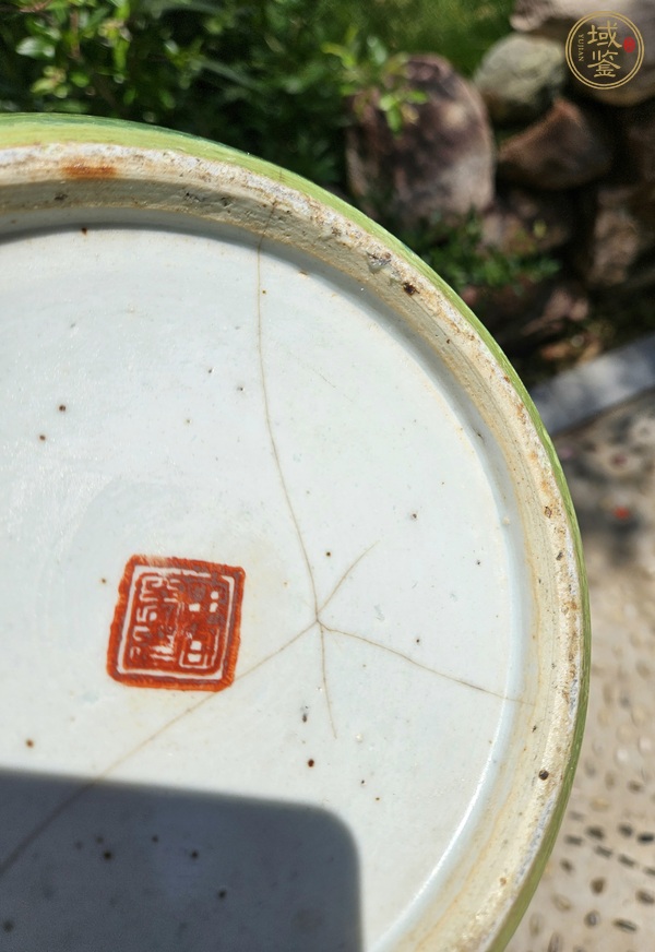 古玩陶瓷花鳥紋西瓜罐真品鑒賞圖