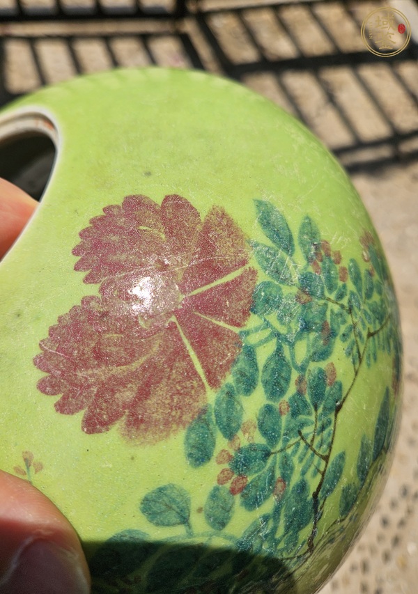 古玩陶瓷花鳥紋西瓜罐真品鑒賞圖
