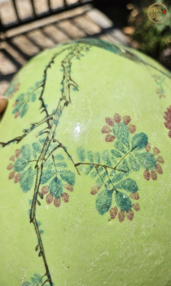 古玩陶瓷花鳥紋西瓜罐真品鑒賞圖