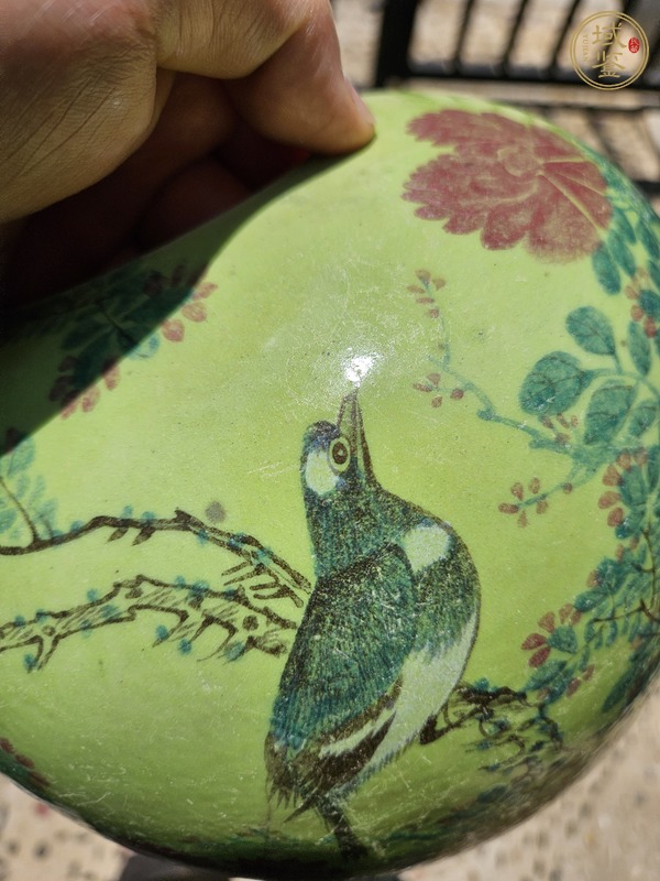 古玩陶瓷花鳥紋西瓜罐真品鑒賞圖