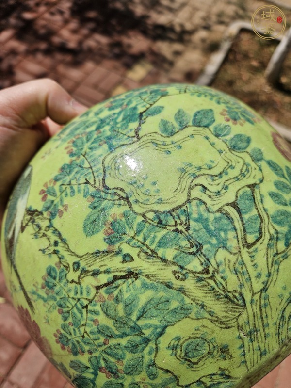 古玩陶瓷花鳥紋西瓜罐真品鑒賞圖