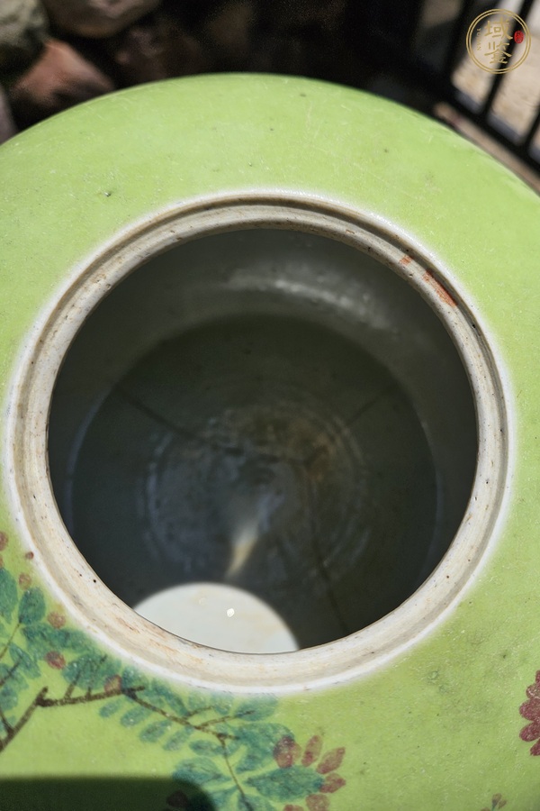 古玩陶瓷花鳥紋西瓜罐真品鑒賞圖