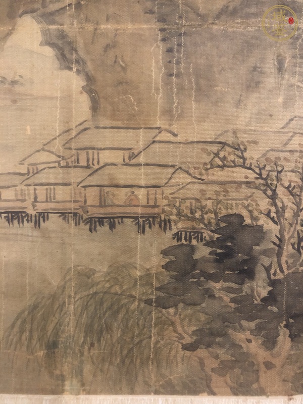 古玩字畫謝時臣款山水真品鑒賞圖