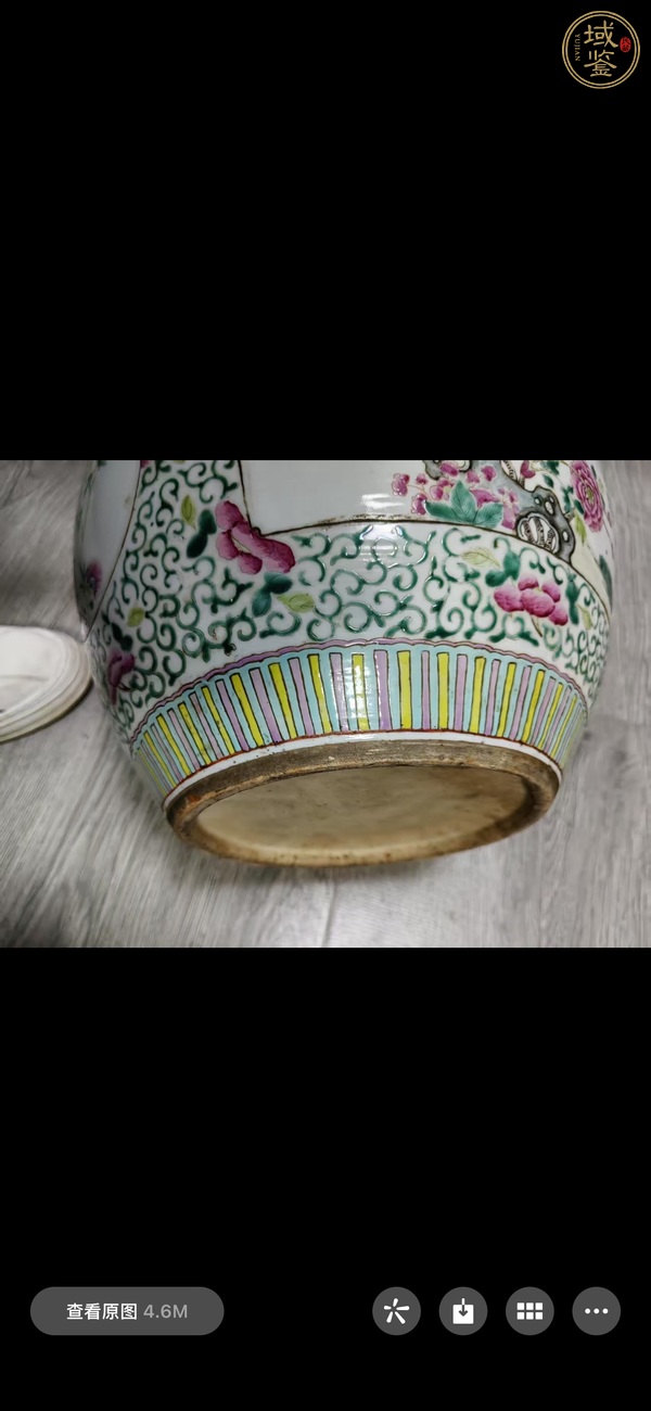 古玩陶瓷粉彩花鳥缸真品鑒賞圖