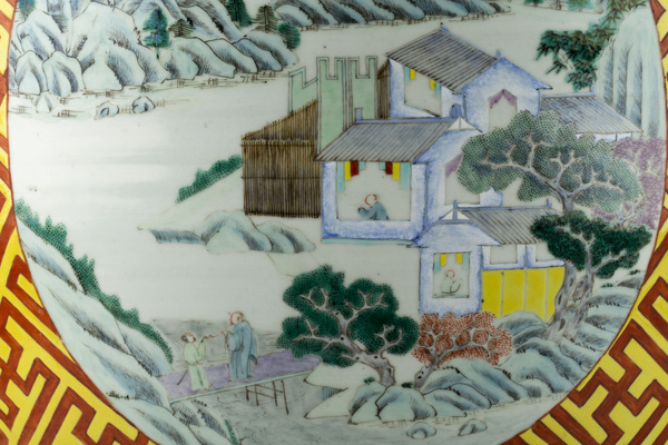 古玩陶瓷晚清·黃地粉彩開窗山水人物紋大花盆拍賣,當(dāng)前價(jià)格1588元