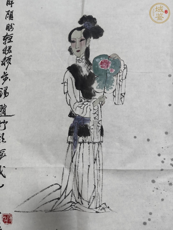 古玩字畫孔維克小園秋雨仕女圖真品鑒賞圖