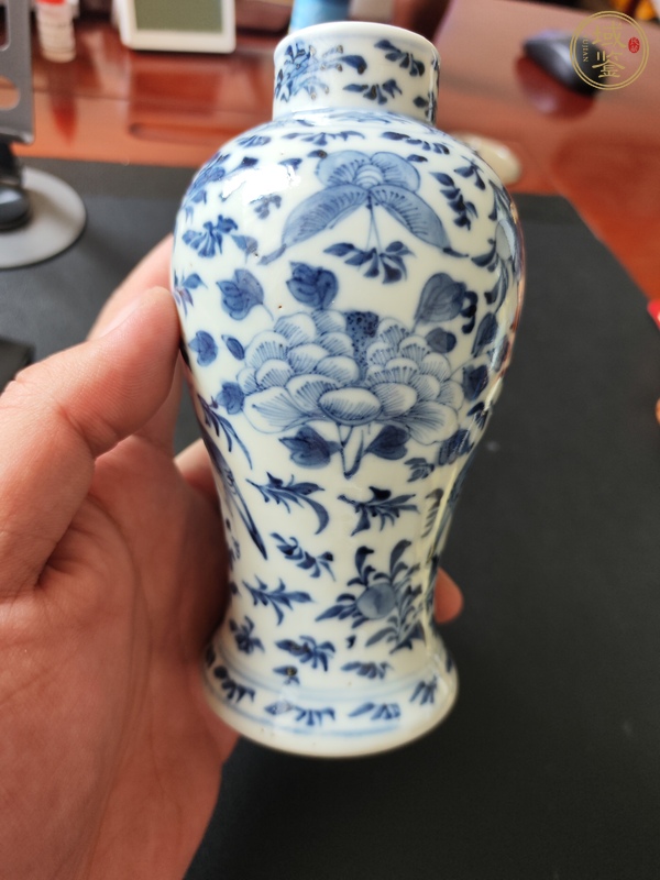 古玩晚清青花花鳥瓶真品鑒賞圖