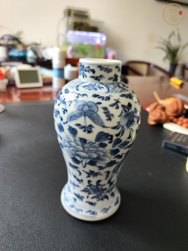 古玩陶瓷晚清青花花鳥瓶真品鑒賞圖