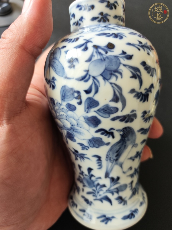 古玩陶瓷晚清青花花鳥瓶真品鑒賞圖