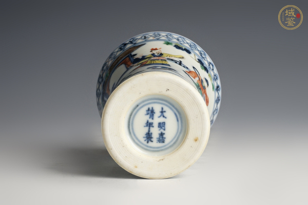 古玩陶瓷清末民初·青花加彩人物故事紋花觚真品鑒賞圖